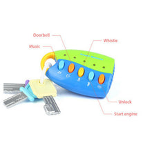 Cartoon Baby Kids Musical Smart Remote Car Key Toy Car Voices Education Toys-Blue