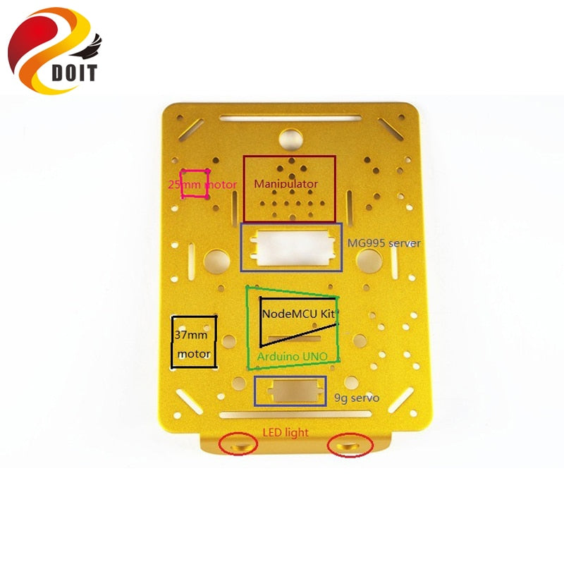 Metal Panel Frame for 4wd Car Tank Chassis DIY RC Toy Robot Vehicle for Arduino and ESP8266 Nodemcu Remote Control DOIT