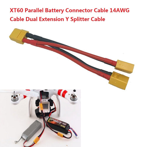 1pcs Xt60 Parallel Battery Connector Cable Dual Extension Y Splitter Silicone Wire