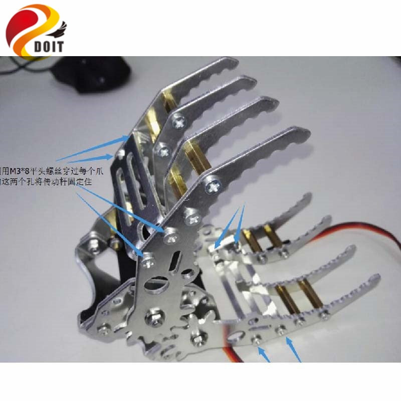 DOIT metal aluminum robotic gripper claw paw hand finger for robot mechanical clamp mount kit manipulator arm diy rc toy