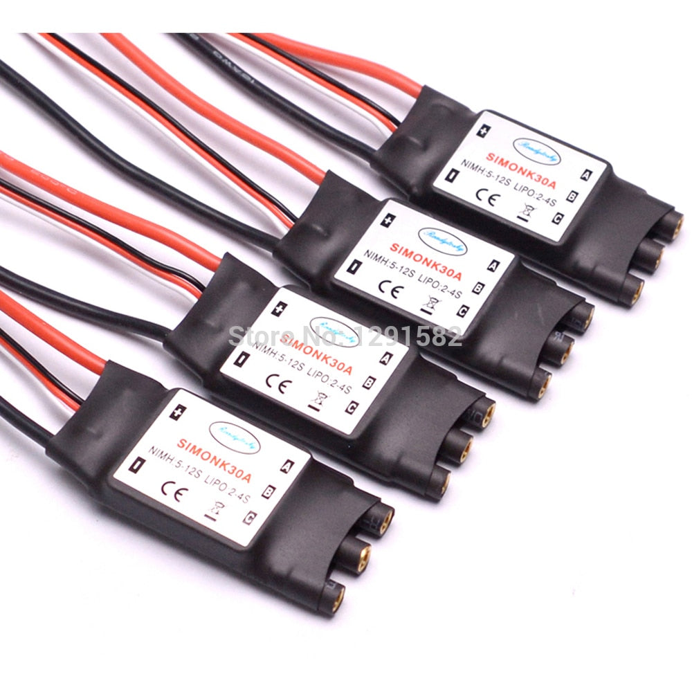 NEW 2-4S 30A SimonK ESC 5V 2A BEC with 3.5mm Banana Connector Support 4S battery For RC F450 S500 Quadcotper
