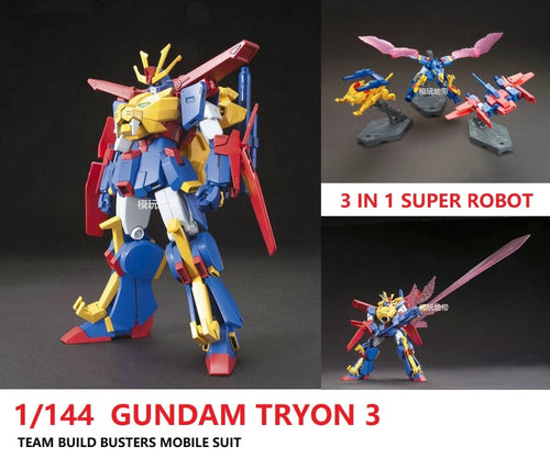 Original Gundam HG 1/144 Model GUNDAM TRYON 3 Transformation Robot Freedom Unchained Mobile Suit Kids Toys With Holder