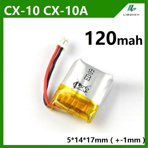 1pcs 1S 3.7V 120mAh Lipo Battery For Cheerson CX10 CX-10 CX-10A RC Quadcopter Spare Parts 3.7V 120mAh Li-po Battery Wholesale