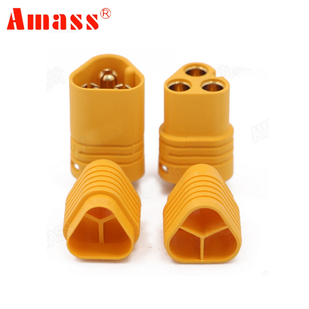 2pair AMASS MT60 3.5mm 3 pole Bullet Connector Plug Set For RC ESC to Motor