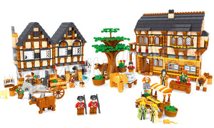 1722pcs Castle Series Medieval Market Village Assemble DIY Model Building Blocks Children Gifts sets Compatible with Lego