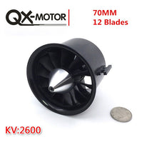4S 70mm 12 blades fan ducted QX-MOTOR EDF unit for RC Drone brushless Motor QF2827 2600KV 80A ESC Quadcopter accessories