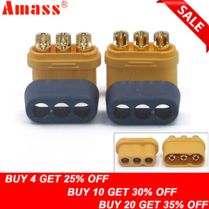 10 x Amass MR60 Plug w/Protector Cover 3.5mm 3 core Connector T plug Interface Connector Sheathed for RC Model (5 Pair )
