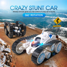 360° Rotation Double Sided Track Stunt Deformation Remote Control Tank Wired remote control LED Lighting and Music