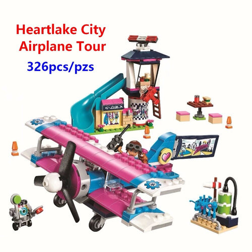 2019 Heartlake City Airplane Tour Emma Building Blocks Model Kit Compatible with Lego Friends 41343 Toys Gift for Girl Kids