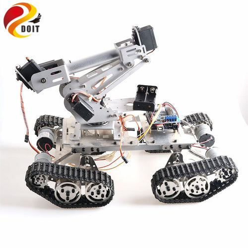 6 DOF Mechanical Arm with TS400 Shock Absorber Tank Chassis for Grabbing Transport DIY STEM Educational Project