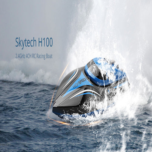 30km/h Skytech H100 Wireless RC Boats 2.4GHz 4Channel 180 Degree Turnover High Speed Outdoor Boat with LCD Screen Transmitter