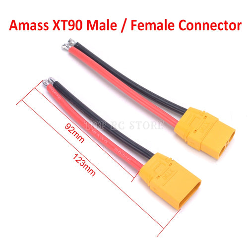 RC Battery Cable Amass XT90 XT 90 Connector Male Female Connector plug with 12AWG Silicone Wire 90mm
