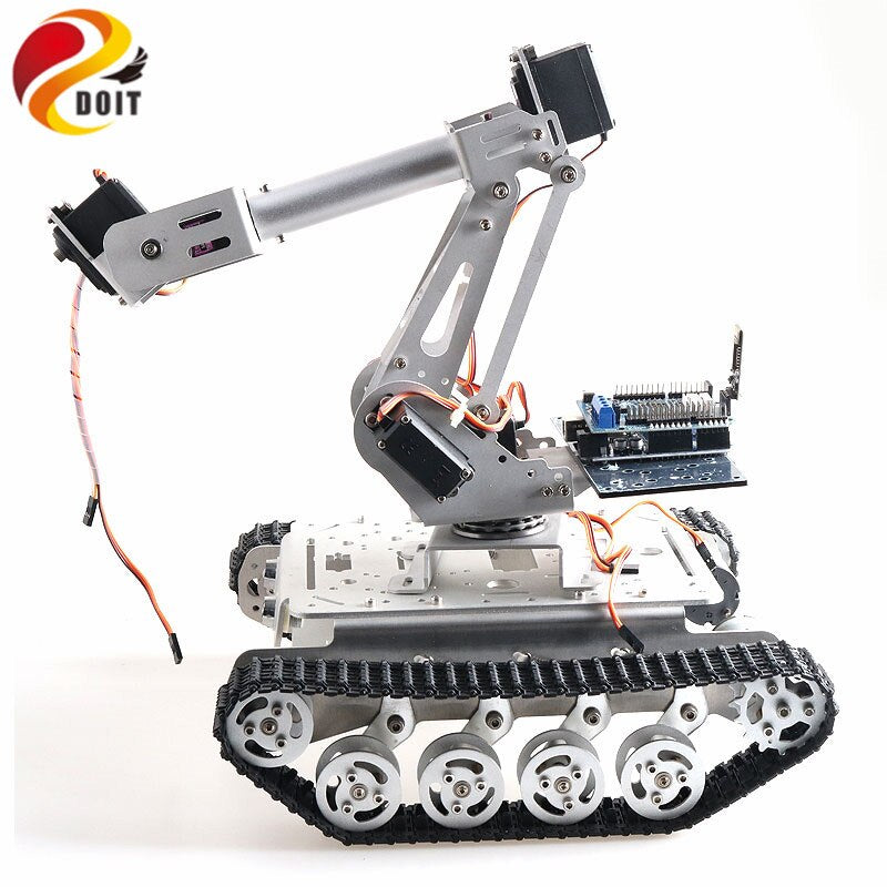Mobile Robot with 6 DOF Mechanical Arm TS100 Shock Absorber Tank Chassis for Grabbing Transport DIY Educational Project