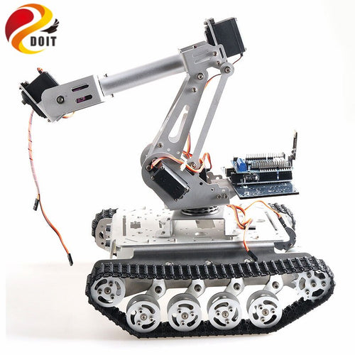 Mobile Robot with 6 DOF Mechanical Arm TS100 Shock Absorber Tank Chassis for Grabbing Transport DIY Educational Project