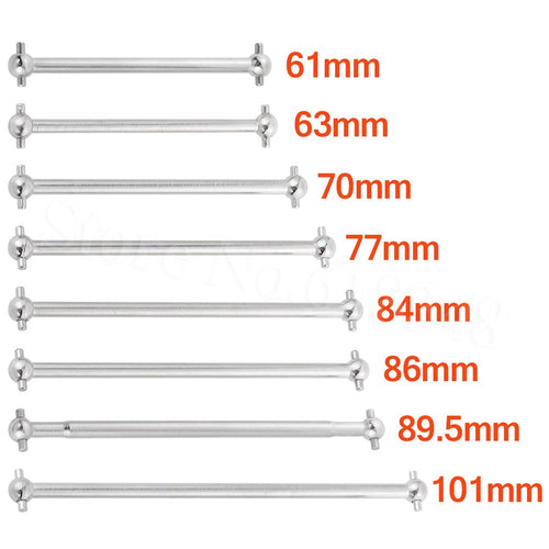 2pcs Steel Metal RC Car Drive Shaft Dogbone 61mm 63mm 70mm 77mm 84mm 86mm 89.5mm 101mm