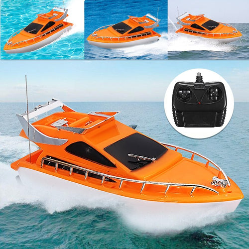 Orange Mini RC Boats Plastic Electric Remote Control Speed Boat Kid Children Toy 26x7.5x9cm