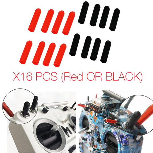 16 pcs Silicone Transmitter Anti-slipping Stick Switch Cap Sheath for FrSky Taranis, QX7, Horus, Futaba JR