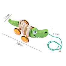 Wooden Pull Toy Wooden Car Children'S Toys Wooden Cartoon Crocodile Toy Car Tow Truck