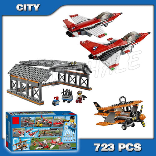 723pcs City Airport Air Show Jet Plane Hangar Model Building Blocks 02007 Assemble Set Bricks Children Boys Compatible with Lego