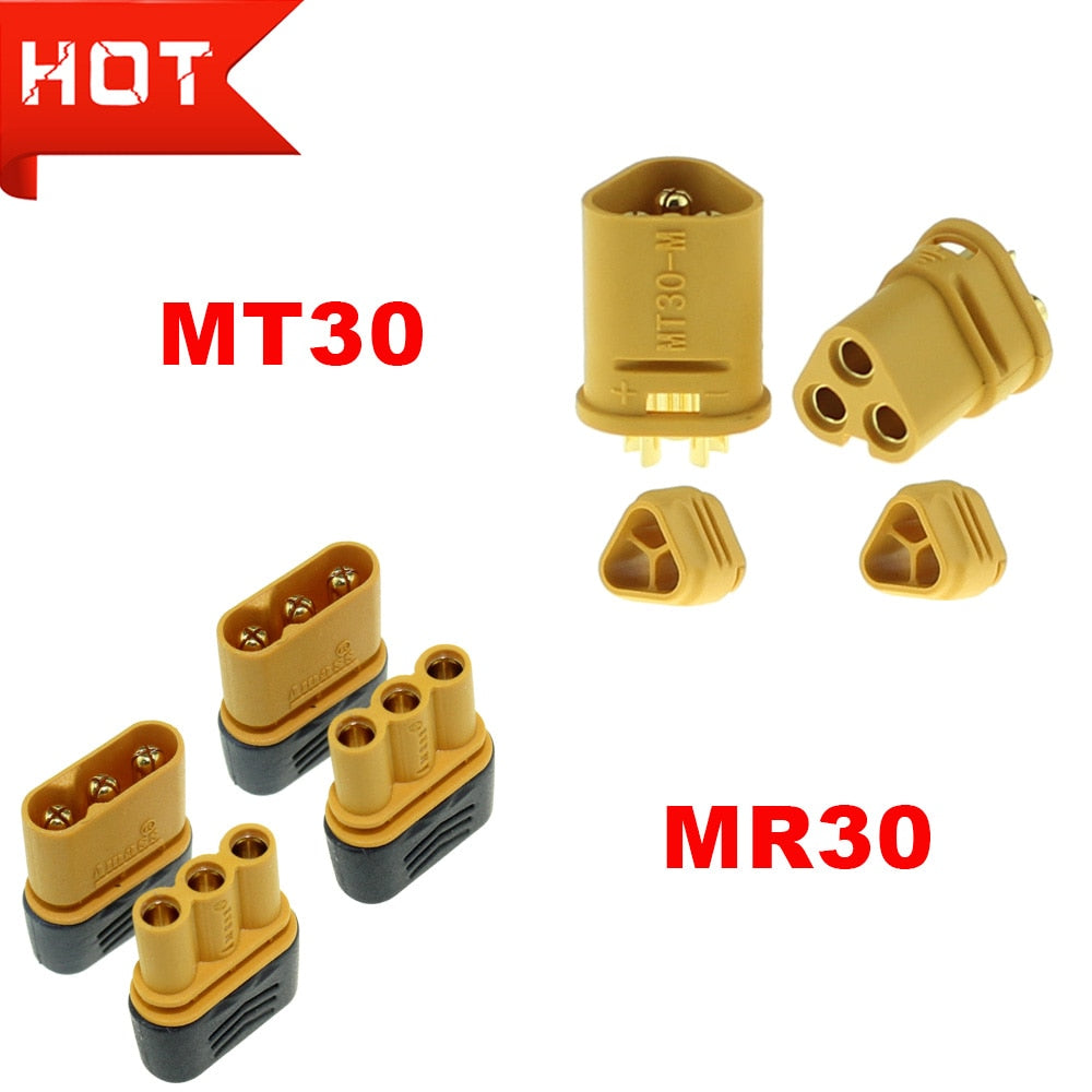 Amass MR30 MT30 Connector Plug Upgrated of XT30 Female & Male Gold Plated For RC Lipo Battery Parts Quadcopter Multicopter