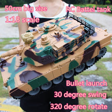 50cm Big Size America M1A2 2.4G Remote Control Tank 1:18 RC Battle Tank Bullet launch Tracked gun barrel 320 degree rotate tank