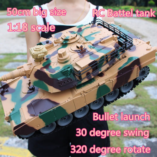 50cm Big Size America M1A2 2.4G Remote Control Tank 1:18 RC Battle Tank Bullet launch Tracked gun barrel 320 degree rotate tank