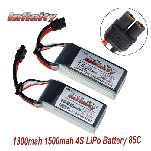 Infinity 4S 14.8V 1500mAh 1300mAh 85C Graphene LiPo Battery Rechargeable SY60 Plug Connector Support 15C Boosting Charger