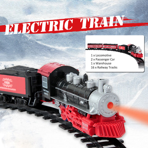 Smoke Light Simulation Sound Effect Classical Steam Train Assembled Electric Rail Car Track Toys