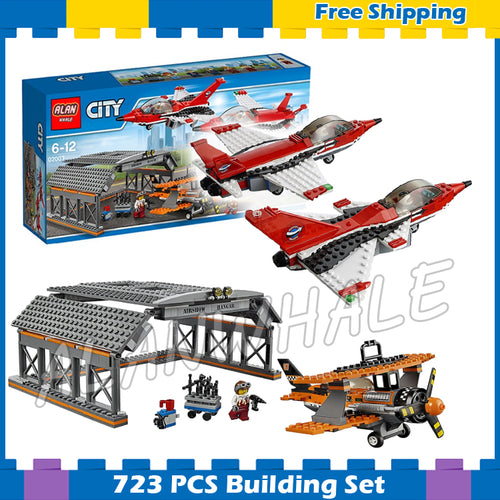 723pcs City Airport Air Show Jet Plane Hangar Model Building Blocks 02007 Assemble Kit Children Gifts sets Compatible With Lego