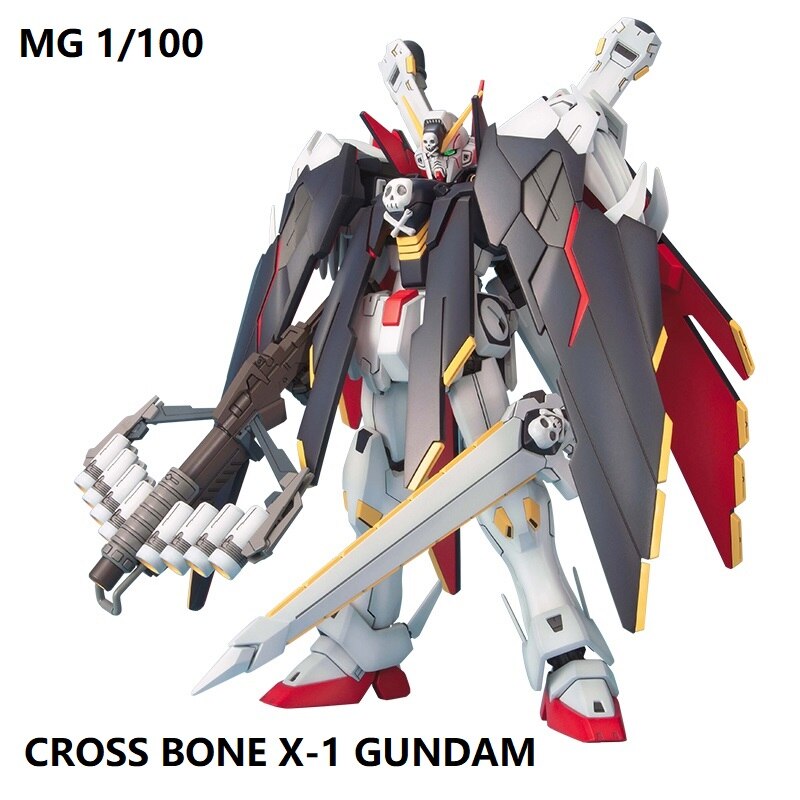 Original Gundam MG 1/100 Model CROSS BONE X-1 Gundam Mobile Suit Kids Toys With Holder