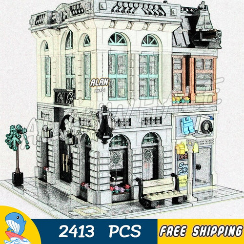 2413PCS Creator Brick Bank Street City Modular House Model Building Blocks 15001 Assemble Toys Compatible With LegoING