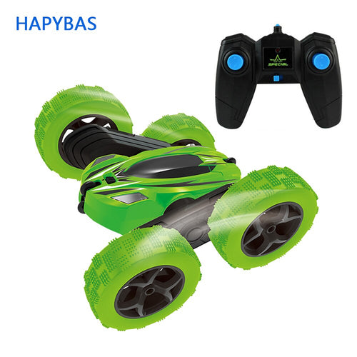 2.4Ghz Remote Control Cars Stunt Rc Car High Speed Flashing 3D Flip roll Green & Blue Electric Race Double S Toys Christmas gift