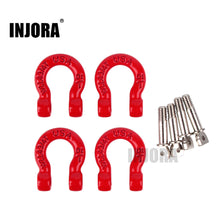 INJORA 4Pcs Red Metal Bumper D-ring Tow Hook for 1/10 RC Crawler Car Traxxas TRX-4 Axial SCX10 90046 D90