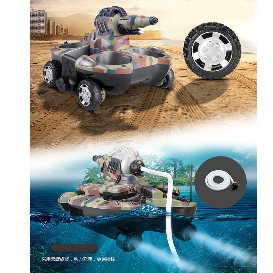 Radio Control Tanks Amphibious Land Water Robotic Remote Control RC Tank Kit Toy For Boys Model Rc Military Plastic Battle Toy