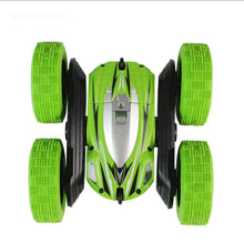 2.4Ghz Remote Control Cars Stunt Rc Car High Speed Flashing 3D Flip roll Green & Blue Electric Race Double S Toys Christmas gift