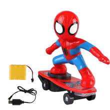 Never Fall Down RC Skateboard Spiderman Light Sound Toys Flash RC Toy for Kids RC Skateboard