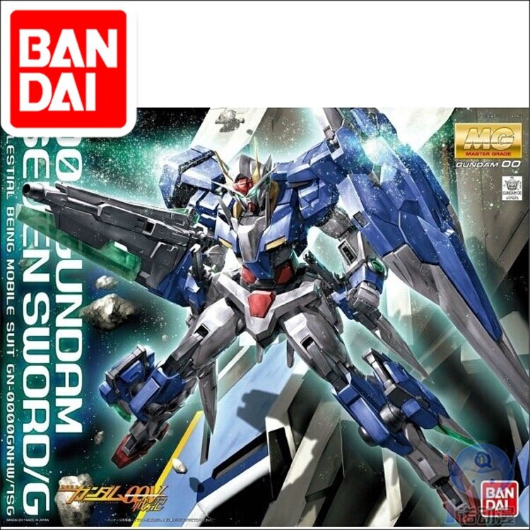Japaness BANDAI Original Gundam MG 1/100 Model 00 GUNDAM SEVEN SWORD/G STYLE Mobile Suit Kids Toys With Holder