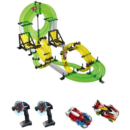 abay 2019 hot AF665 Dual Track 3D Competition Infrared 2 RC Cars with 2 Hand Cranks 48pcs Track YH-61