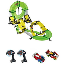 abay 2019 hot AF665 Dual Track 3D Competition Infrared 2 RC Cars with 2 Hand Cranks 48pcs Track YH-61