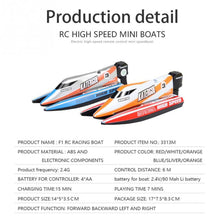 3312M F1 2.4GHz RC Boat 4 CH High Speed Mini Racing Boat Drop Bruise Rechargeable Powerful Speedboat Children Toy