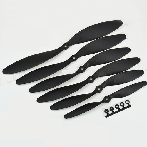 10pcs/lot 1147 1080 1047 9047 8060 7040 Black propeller 2 blade paddle slow props for fixed wings RC airplane