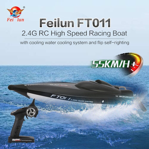 Feilun RC BoatFT011 2.4G 2CH 55km/h 65cm High Speed Racing Boat Ship Speedboat with Water Cooling System Flipped Brushless Motor