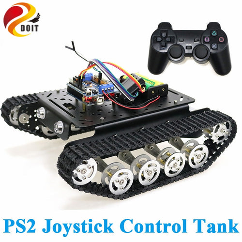 PS2 Joystick Control Shock Absorper Smart Robot Tank Chassis with Dual DC Motor+UNO Board+Motor Driver Board for DIY Project