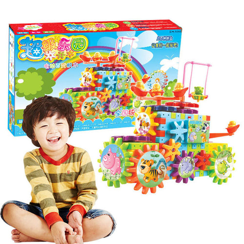 81Pcs Electric Gears 3D Building Blocks Kits DIY Free Assembly Educational Baby Plastic Gear Toys For Children's Birthday Gifts