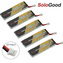 5PCS SoloGood Lipo Battery 1S 3.7V 3.8V 500mAh 80C 1S Rechargeable Batteries with PH2.0 Plug for Indoor Racing Drone Toy