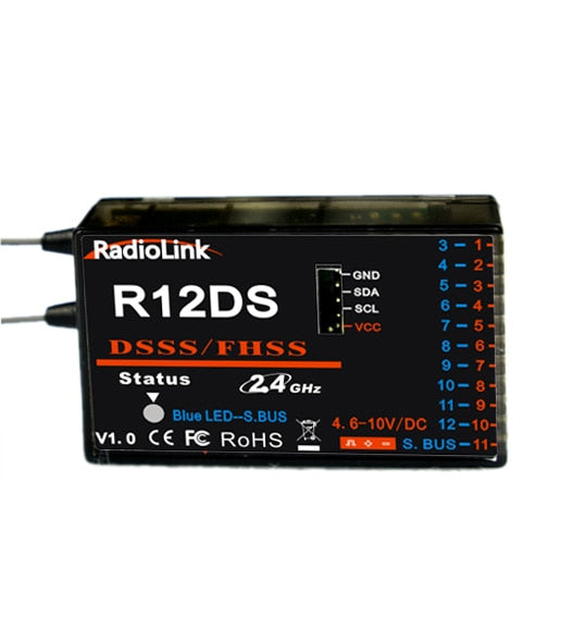 RadioLink R12DS 12CH 12 Channel Receiver 2.4Ghz For AT10 Transmitter Aircraft Aerial Photography Device