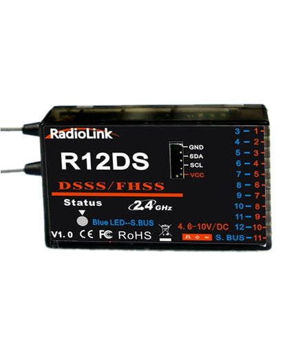 RadioLink R12DS 12CH 12 Channel Receiver 2.4Ghz For AT10 Transmitter Aircraft Aerial Photography Device