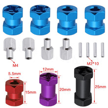 4pcs Aluminum RC Car 12mm Hex Wheel Hub Drive Adaptor 15/20/25mm Extension Combiner Coupler for 1/10 RC Crawler Axial SCX10 D90