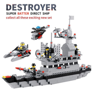 480Pcs Super Battle Direct Ship Blocks Set Warship Model Military Building Blocks for Children