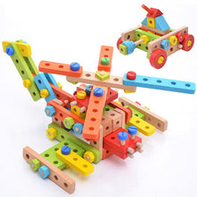 138Pcs Wooden Assembly Screw Blocks Toys Nut Multi-Styles Airplane Robot Brain Training Educational Building Kits For Kids Gift